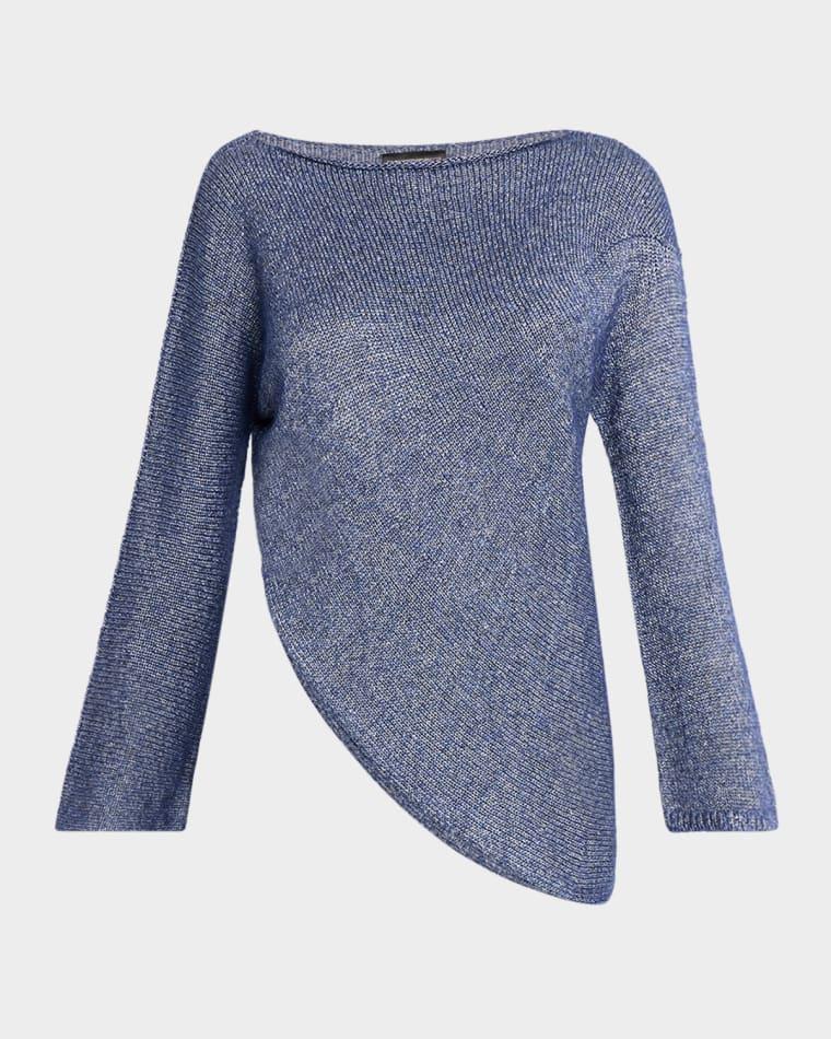Asymmetric Boat-Neck Glossy Knit Sweater by EMPORIO ARMANI
