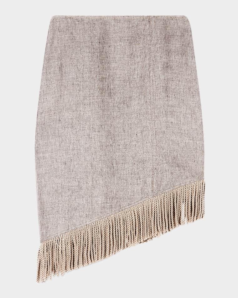 Asymmetric Fringe-Trim Linen Skirt by EMPORIO ARMANI