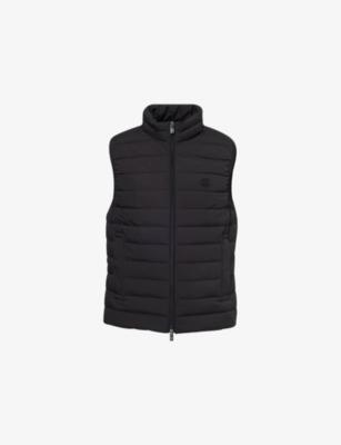 Badge-Embroidered Funnel-Neck Shell-Down Gilet by EMPORIO ARMANI Badge-Embroidered Funnel-Neck Shell-Down Gilet by EMPORIO ARMANI
