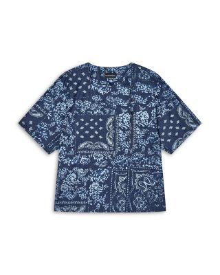 Bandana Print Chambray Short Sleeve Top by EMPORIO ARMANI