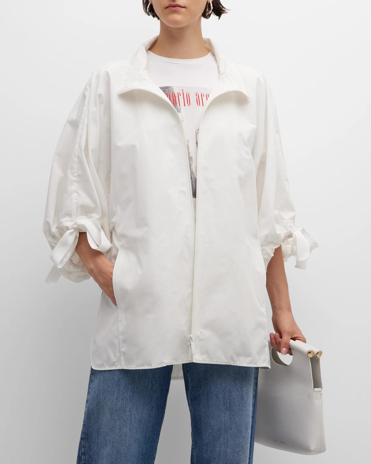 Blouson-Sleeve Techno Cotton Windbreaker by EMPORIO ARMANI