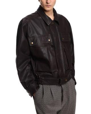 Blouson Vintage Effect Leather Jacket by EMPORIO ARMANI