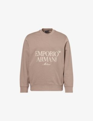 Brand-Embroidery Relaxed-Fit Cotton-Jersey Sweatshirt by EMPORIO ARMANI