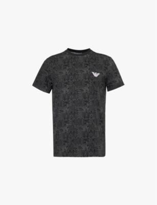 Brand-embroidered cotton-jersey T-shirt by EMPORIO ARMANI