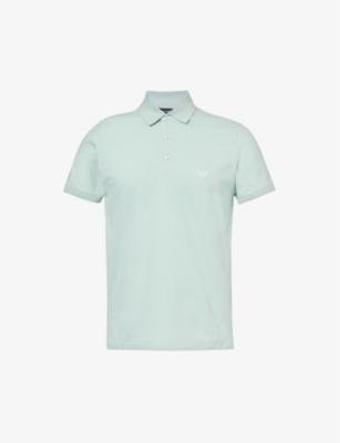 Brand-embroidered regular-fit stretch-cotton-piqué polo shirt by EMPORIO ARMANI