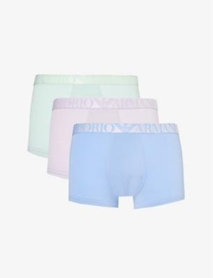Branded-waistband pack of three stretch-organic-cotton trunks by EMPORIO ARMANI