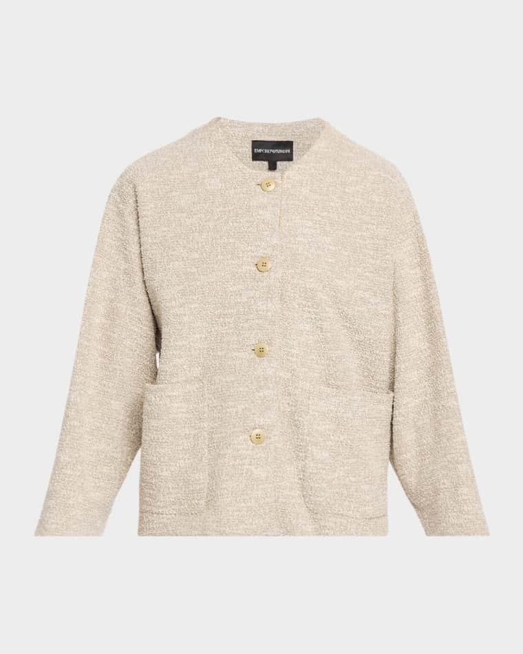 Button-Down Boucle Jacquard Jersey Jacket by EMPORIO ARMANI