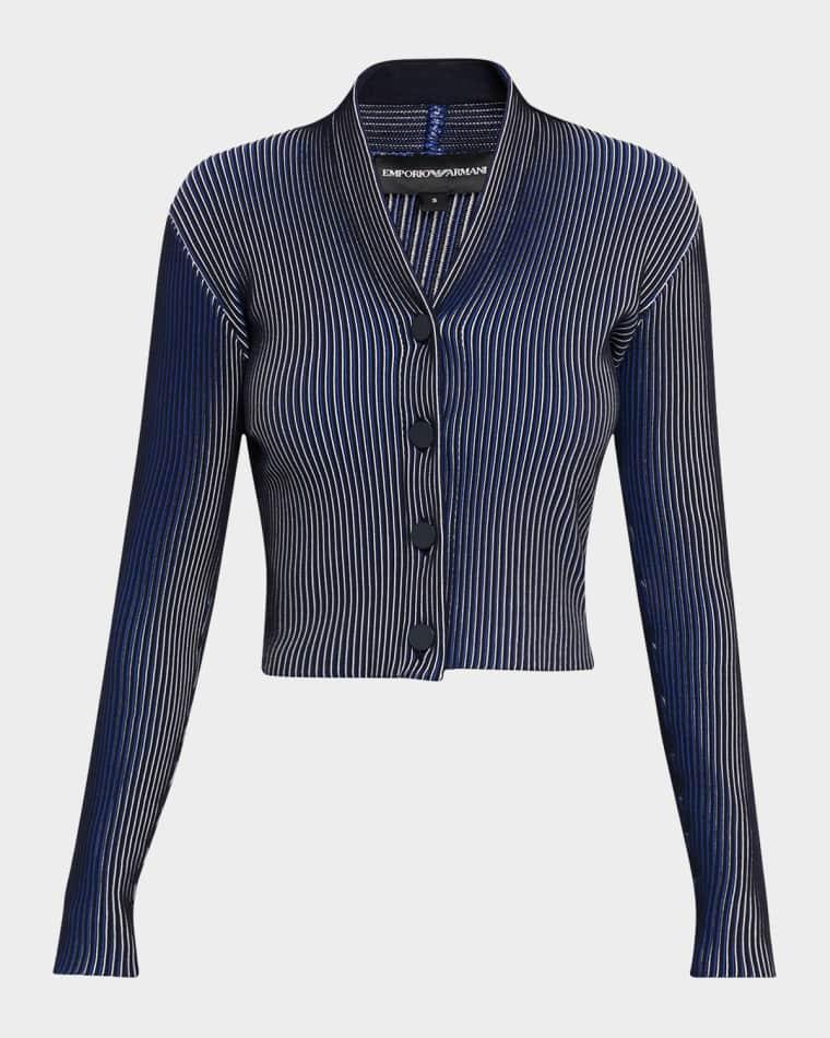 Button-Down Striped Knit Cardigan by EMPORIO ARMANI