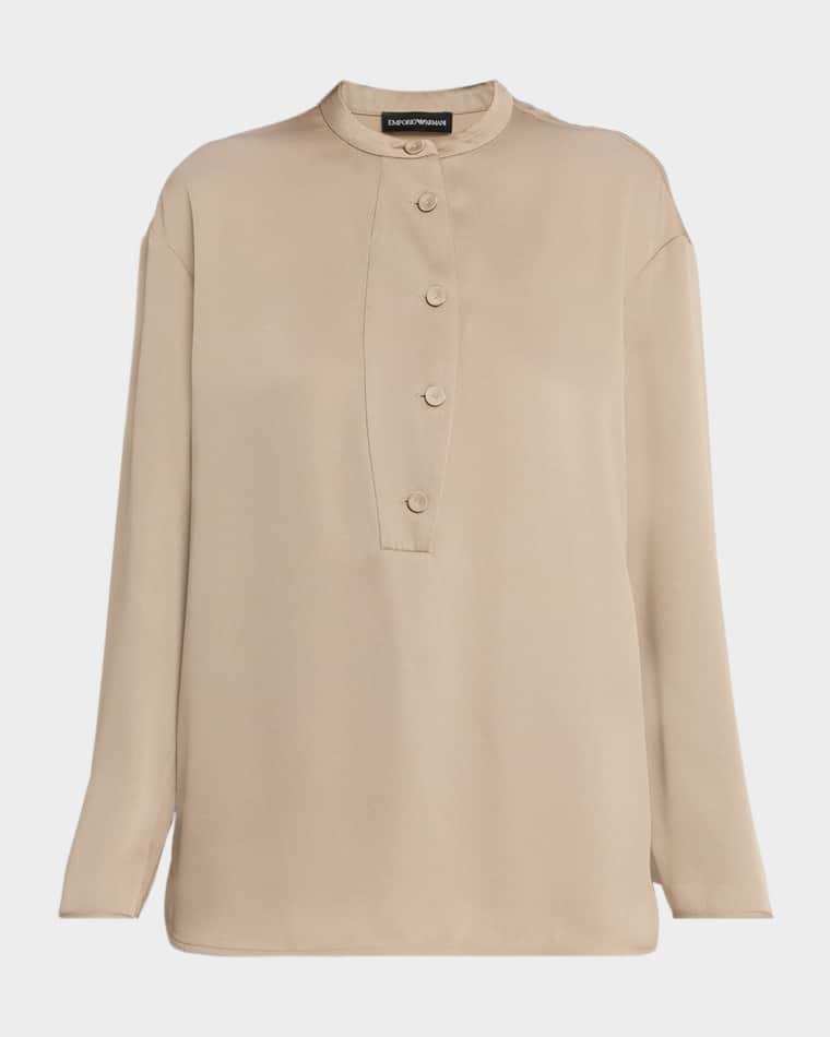 Button-Down Twill Crepe Shirt by EMPORIO ARMANI