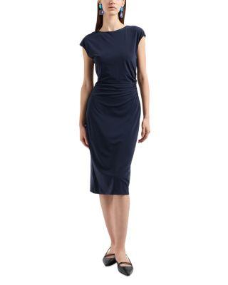 Cap Sleeve Fluid Crepe Jersey Sheath Dress by EMPORIO ARMANI