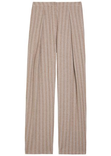 Chevron-knit straight-leg cotton-blend trousers by EMPORIO ARMANI