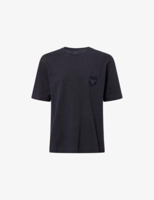 College Logo-Embroidered Cotton-Jersey T-Shirt by EMPORIO ARMANI