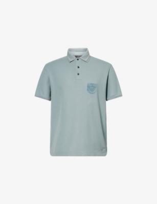 College Logo-Embroidered Cotton Polo Shirt by EMPORIO ARMANI