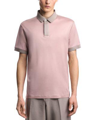 Contrast Hem Cotton Blend Polo Shirt by EMPORIO ARMANI