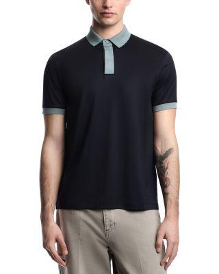 Contrast Hem Cotton Blend Polo Shirt by EMPORIO ARMANI