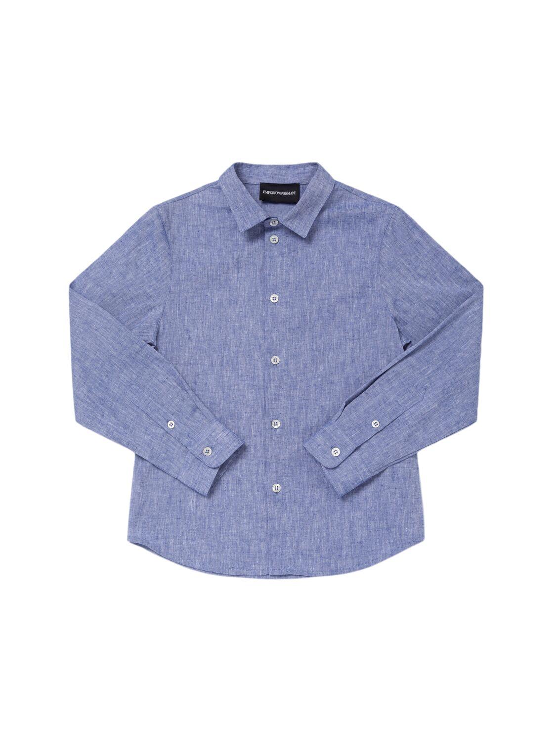 Cotton Blend Poplin Shirt by EMPORIO ARMANI