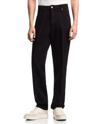 Cotton & Hemp Blend Regular Fit Jeans in Navy Blue by EMPORIO ARMANI