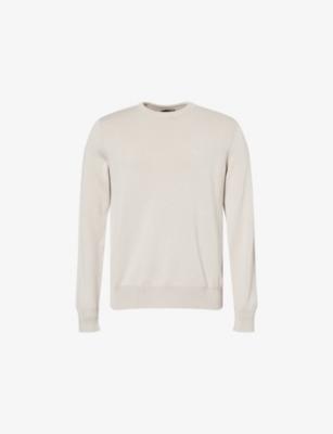 Crewneck Embroidered-Logo Cotton Jumper by EMPORIO ARMANI
