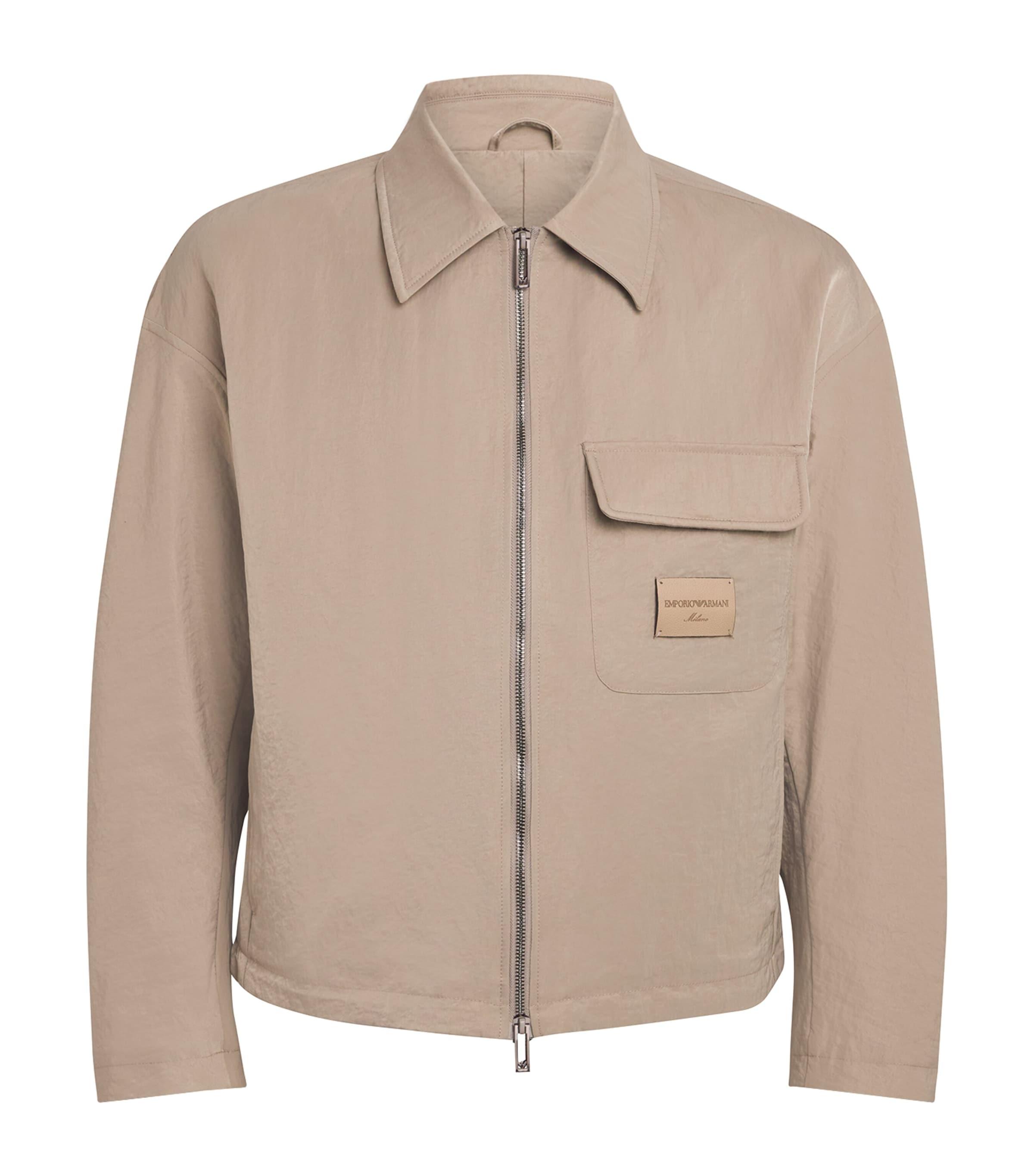 Crinkled Nylon Bomber Jacket by EMPORIO ARMANI