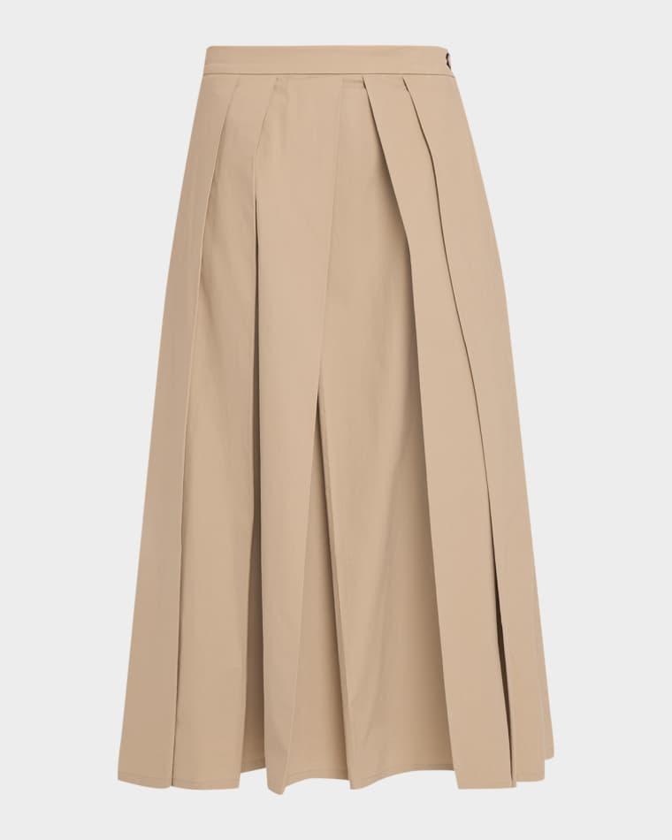 Eagle Club Poplin Pleated Midi Skirt by EMPORIO ARMANI