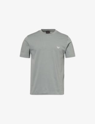 Eagle-Embroidery Relaxed-Fit Cotton-Jersey T-Shirt by EMPORIO ARMANI