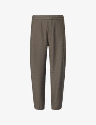 Eagle Logo-Embroidered Cotton-Jersey Jogging Bottoms by EMPORIO ARMANI
