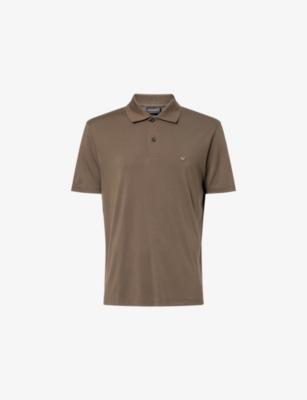 Embroidered-Emblem Classic Modal-Blend Polo Top by EMPORIO ARMANI