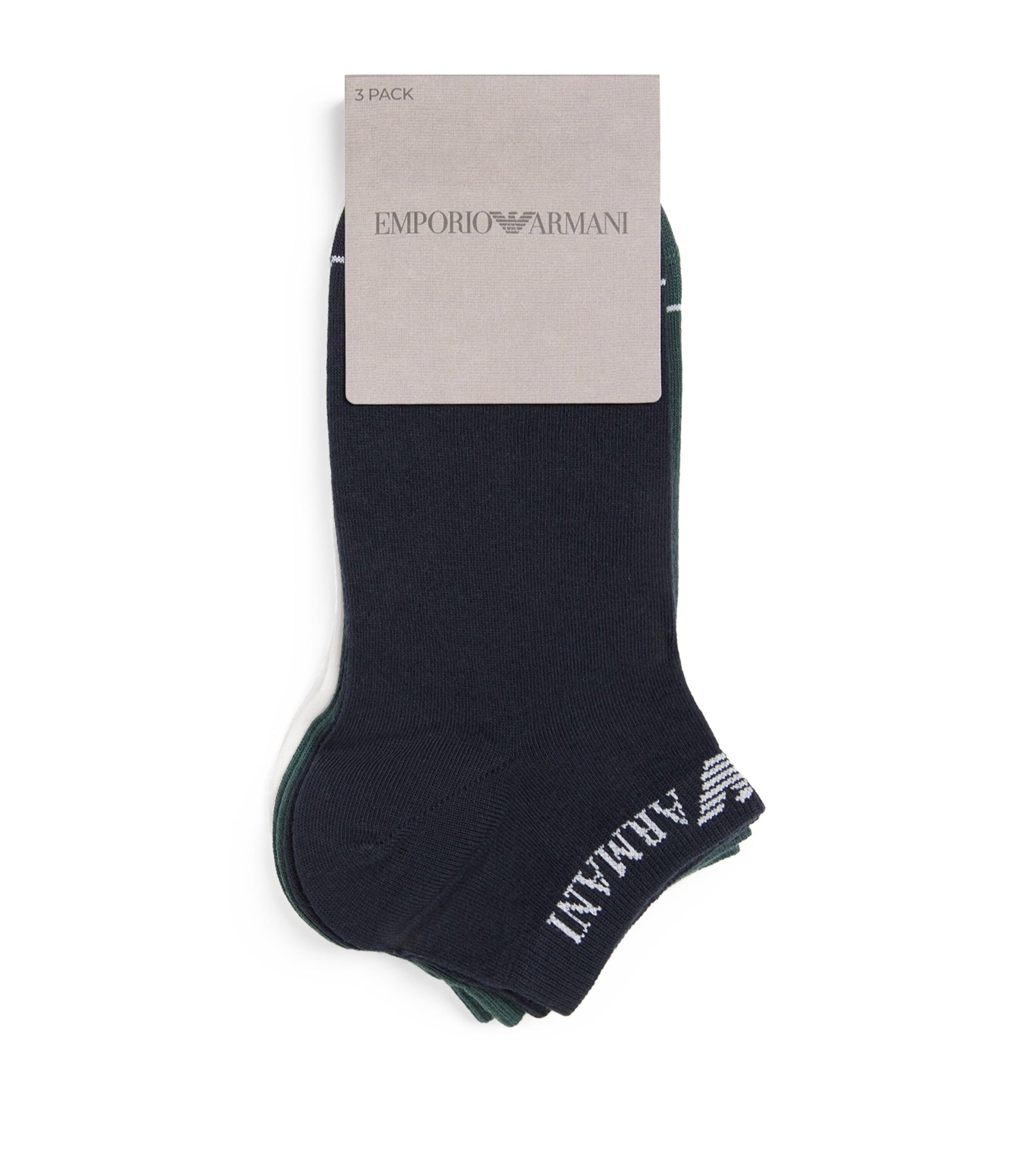 Emporio Armani Cotton-Blend Jacquard Logo Ankle Socks (Pack of 3) by EMPORIO ARMANI