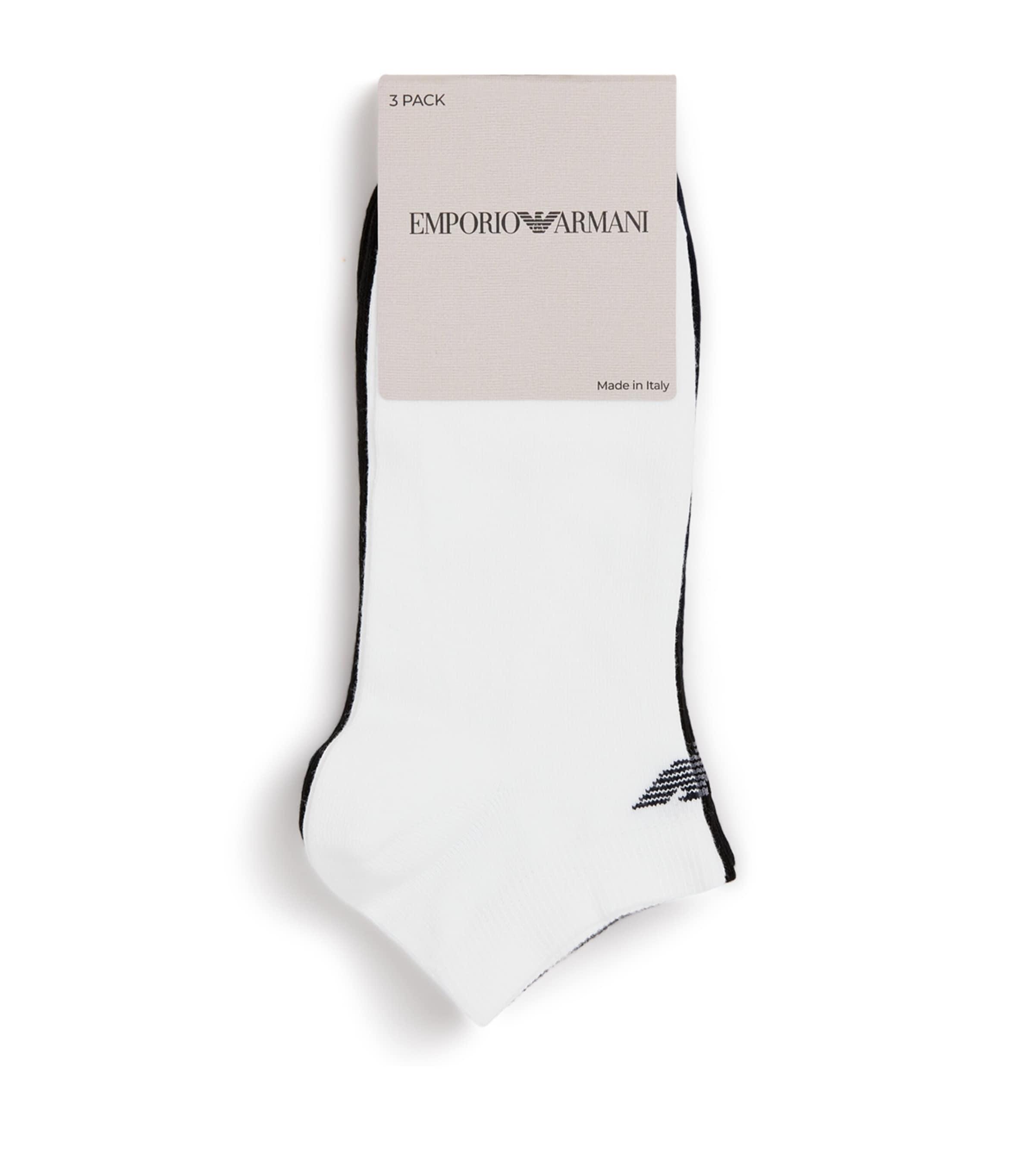 Emporio Armani Cotton-Blend Logo Trainer Socks (Pack of 3) by EMPORIO ARMANI