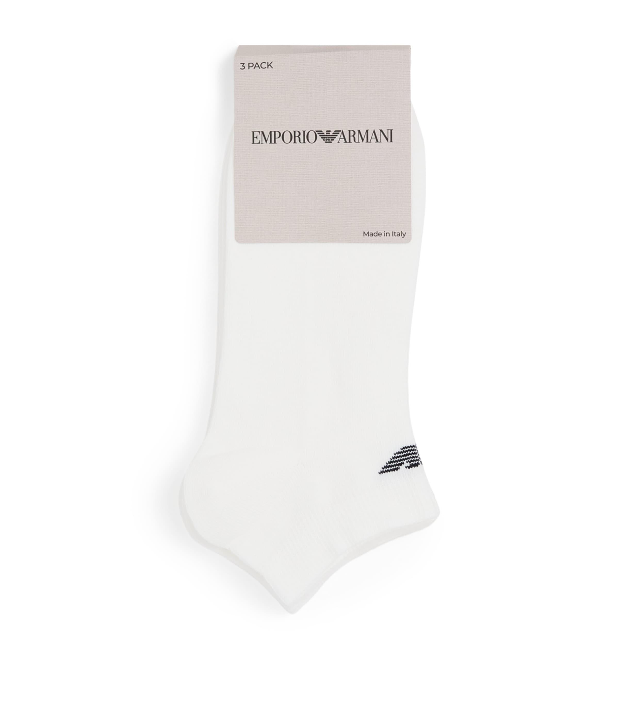 Emporio Armani Cotton-Blend Logo Trainer Socks (Pack of 3) by EMPORIO ARMANI