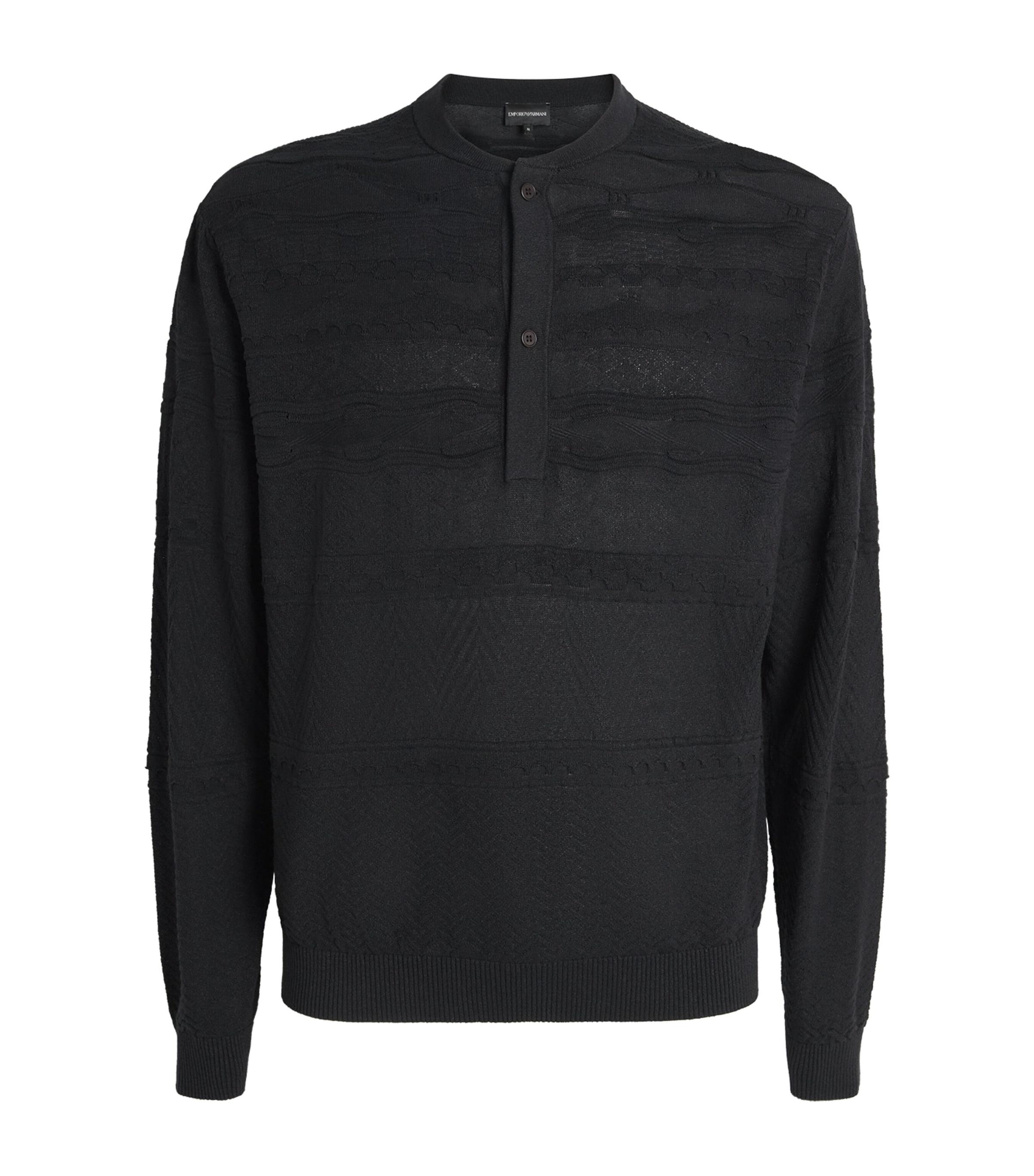 Emporio Armani Knitted Long-Sleeve Henley Top by EMPORIO ARMANI