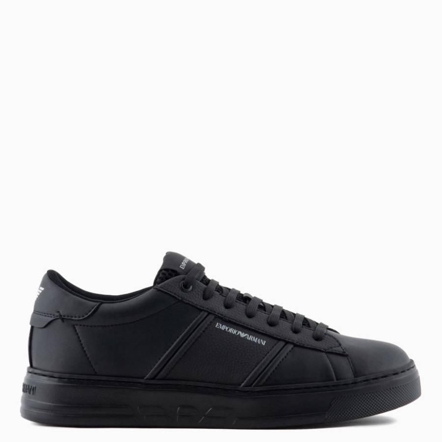 Emporio Armani Leather Sneakers With Logo Detail by EMPORIO ARMANI