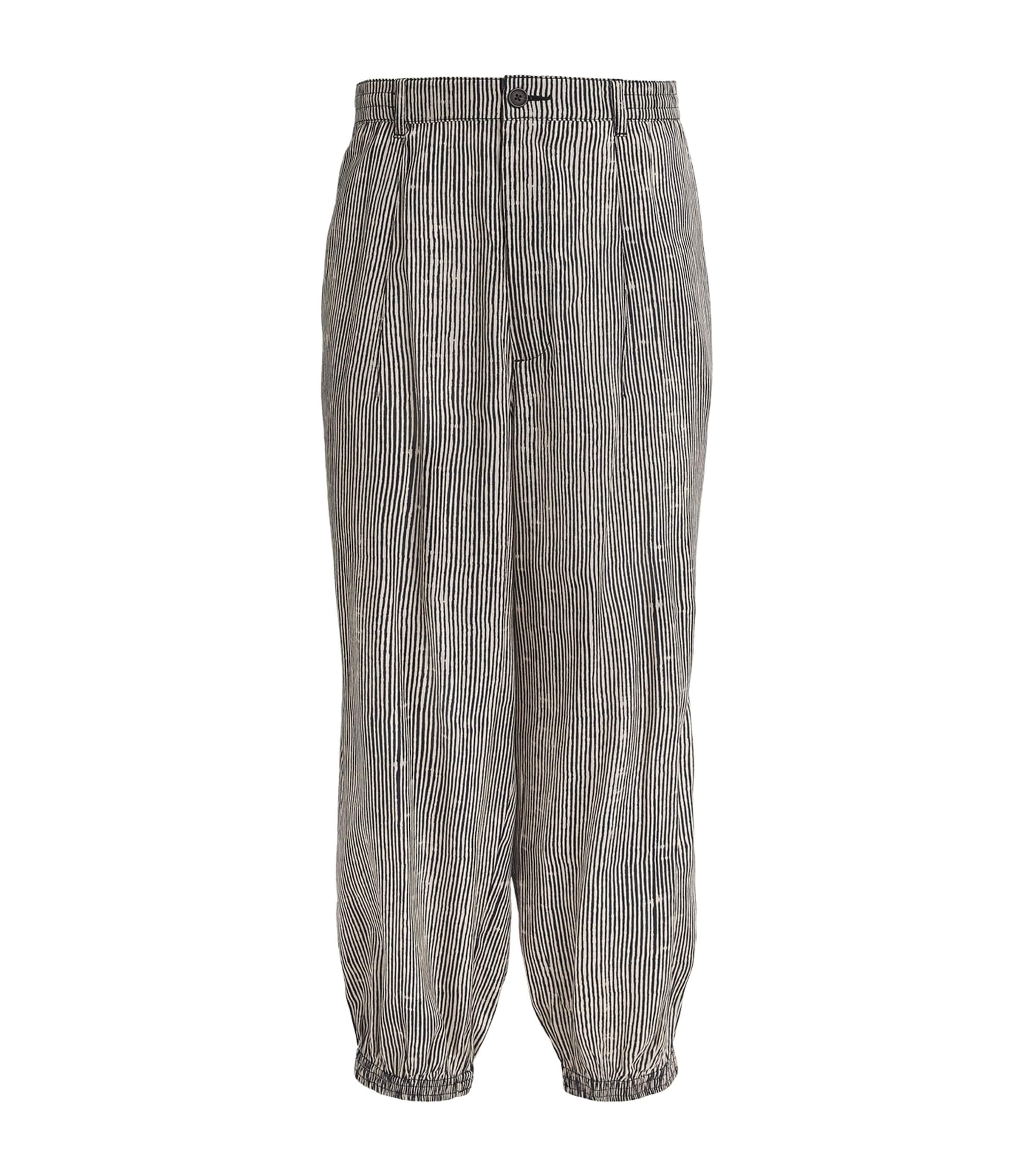 Emporio Armani Lyocell-Blend Stripe Barrel-Leg Trousers by EMPORIO ARMANI