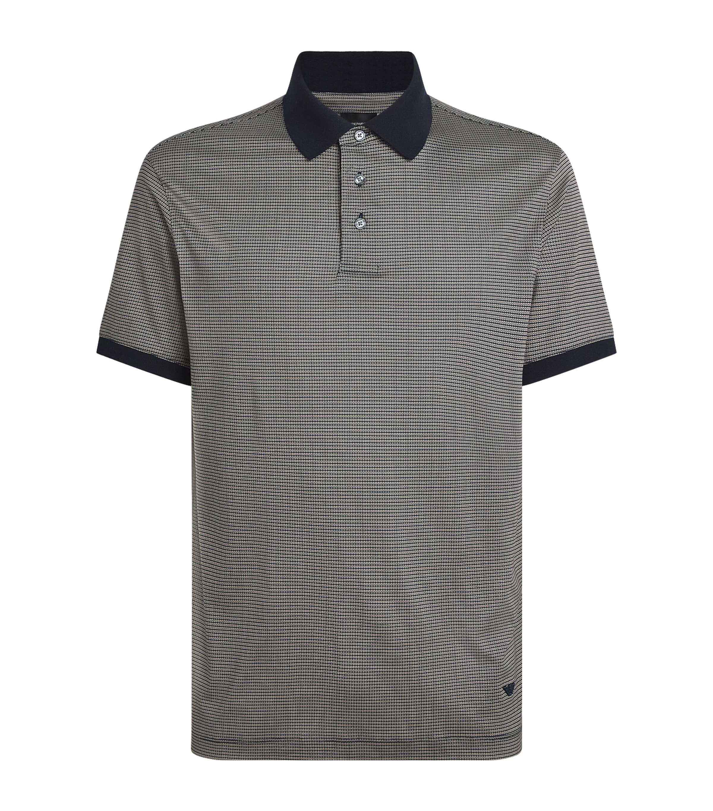 Emporio Armani Lyocell-Cotton Micro-Print Polo Shirt by EMPORIO ARMANI