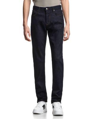 Essential J06 Slim Fit Stretch Cotton Denim Jeans in Dark Blue Denim by EMPORIO ARMANI