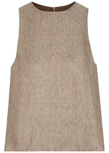 Faux leather panel linen top by EMPORIO ARMANI