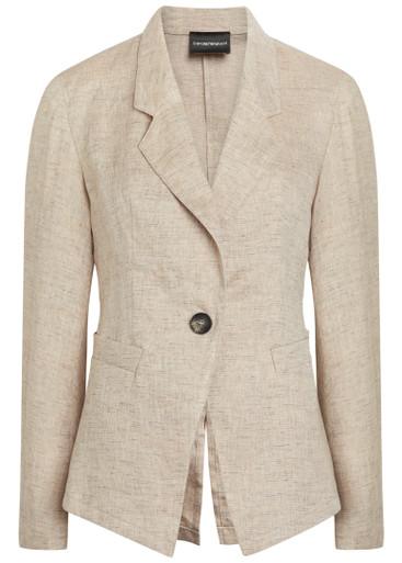 Fitted linen-blend blazer by EMPORIO ARMANI