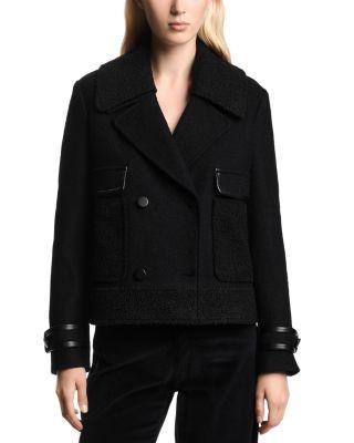 Fleece Faux Leather Trim Jacket by EMPORIO ARMANI