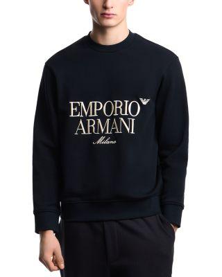 French Terry Embroidered Logo Sweatshirt by EMPORIO ARMANI French Terry Embroidered Logo Sweatshirt by EMPORIO ARMANI