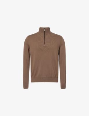 Funnel-Neck Embroidered-Logo Cotton Jumper by EMPORIO ARMANI