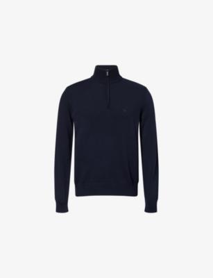 Funnel-Neck Embroidered-Logo Cotton Jumper by EMPORIO ARMANI
