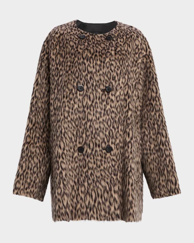 Fuzzy Leopard-Print Peacoat by EMPORIO ARMANI