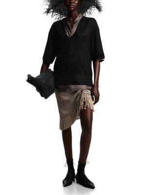 Heavy Canvas Fringe Trim Linen Skirt by EMPORIO ARMANI