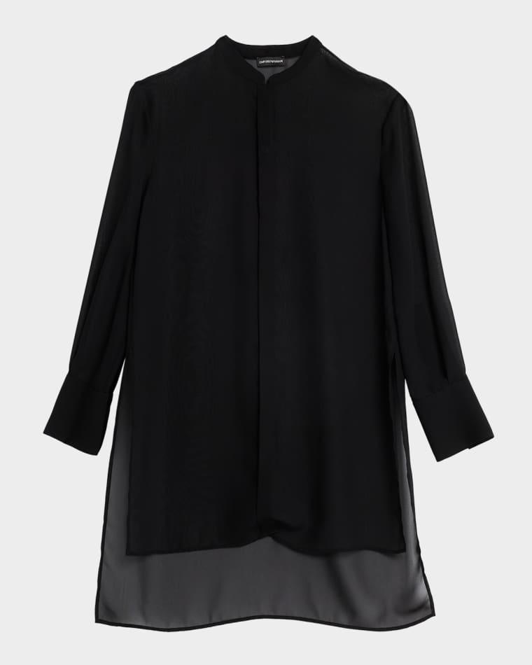 High-Low Sheer Georgette Shirt by EMPORIO ARMANI