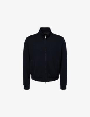 High-Neck Chevron-Jacquard Wool-Blend Jacket by EMPORIO ARMANI