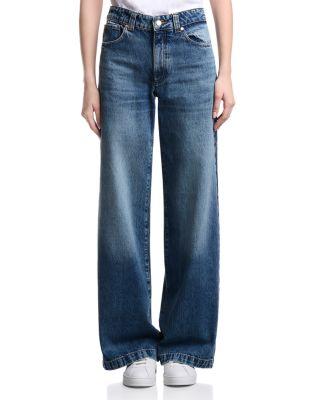 High Rise Wide Leg Jeans in Dark Blue Denim by EMPORIO ARMANI