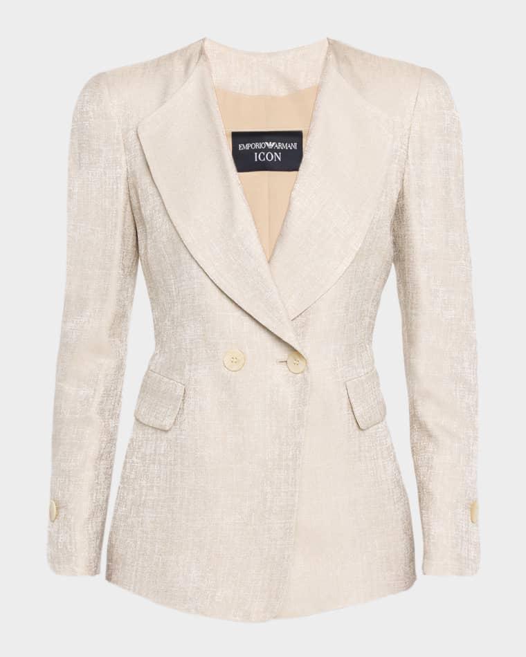 Icon Double-Breasted Armure Jacquard Jacket by EMPORIO ARMANI