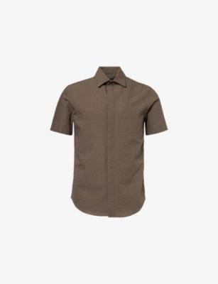 Icon Short-Sleeve Seersucker Woven Shirt by EMPORIO ARMANI