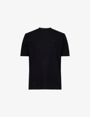 Jacquard Crewneck Cotton-Jersey T-Shirt by EMPORIO ARMANI