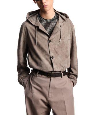 Leather Hooded Blouson Jacket by EMPORIO ARMANI
